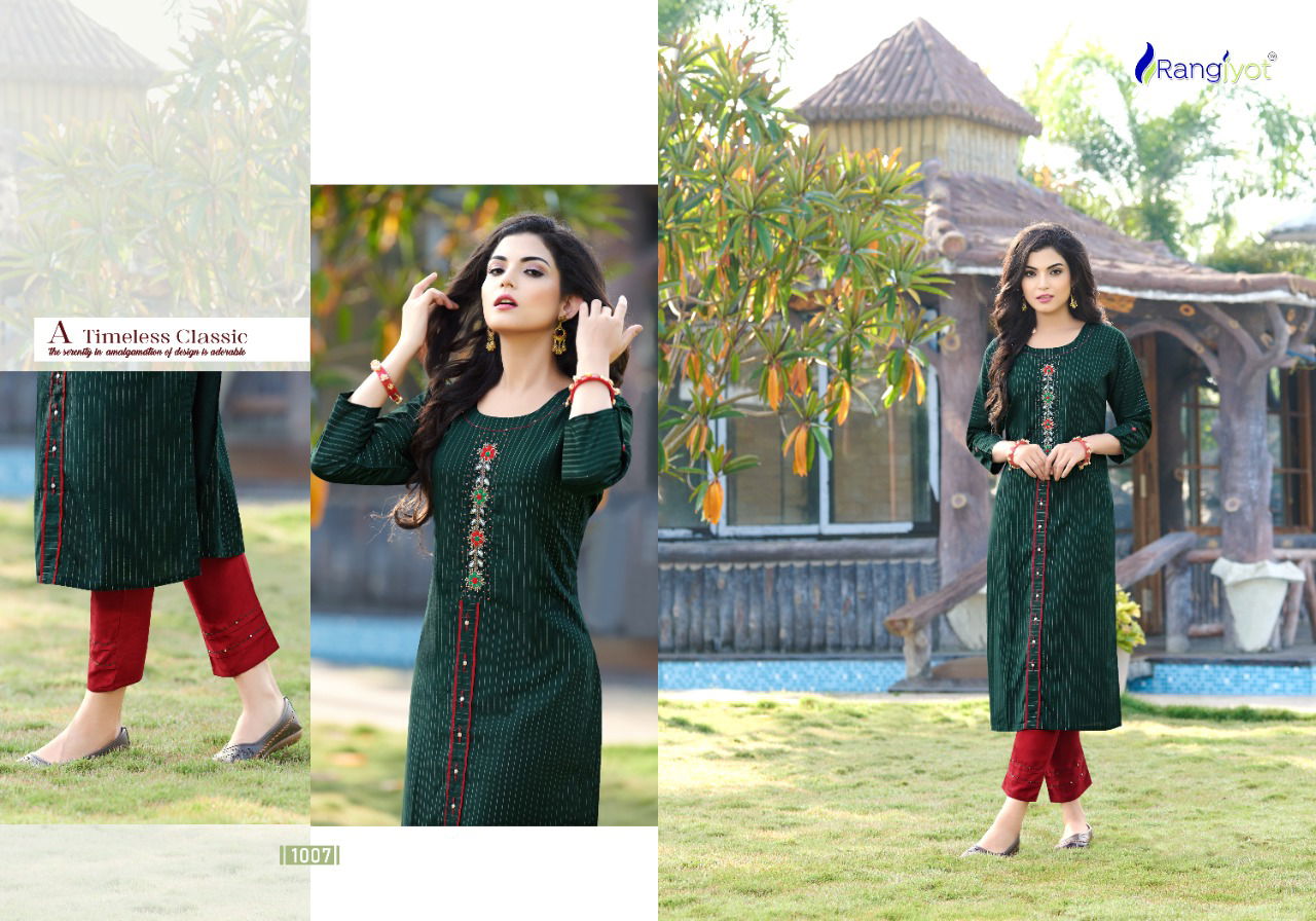 Rangjyot Kayaa 2 Ethnic Wear Rayon Kurti With Bottom Collection